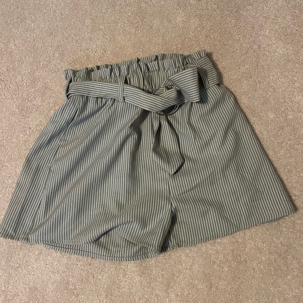 Blue and white striped shorts